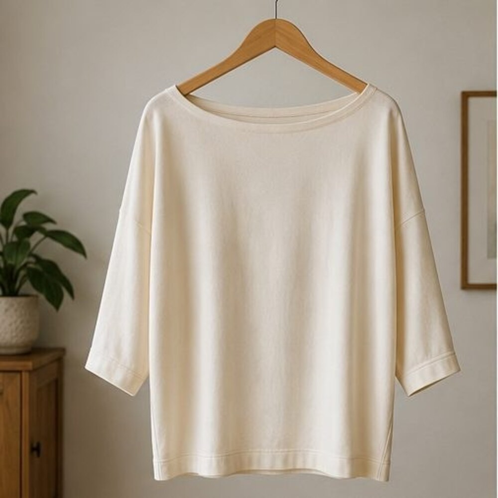 Cream Boat Neck Dolman Top